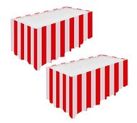 Gukasxi Lot de 4 nappes et jupes de table de carnaval à rayures rouges et blanches pour fête d'anniversaire et fête sur le thème du carnaval