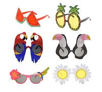 Gukasxi Lot de 6 paires de lunettes de soleil fantaisie hawaïennes tropicales