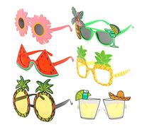 Gukasxi Luau Lot de 6 paires de lunettes de soleil fantaisie hawaïennes tropicales pour cocktail, fête, été, plage, fête, accessoires photo pour adultes (multicolore B)