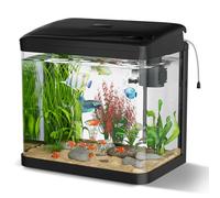 GuKKK 15L Aquarium Complet,Aquariums Poisson Rouge,Aquarium en Verre avec éclairage LED, Pompe et Filtre, Micro Paysage, Bureau, Aquariums Panoramique, Décoration de Table pour Bureau