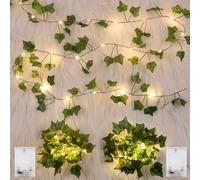 GuKKK 2 Packs Guirlande Lumineuse avec Feuilles, Chaîne Lumineuse de Lierre 2m, Guirlande Lierre Lumineuse 20 LEDS, Plantes Artificielles Guirlande Lumineuse à LED, pour Lntérieur, Mariage, Bureau