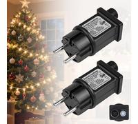 GuKKK 31V 6W Clignoteur Pour Guirlande, 2 pièce Transformateur LED d'Alimentation, Adaptateur Pilote Basse Tension IP44 avec 8 Modes, Minuterie et fonction Mémoire pour Guirlande, Décorations de Noël