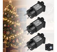GuKKK 31V 6W Clignoteur Pour Guirlande, 3 pièce Transformateur LED d'Alimentation, Adaptateur Pilote Basse Tension IP44 avec 8 Modes, Minuterie et fonction Mémoire pour Guirlande, Décorations de Noël