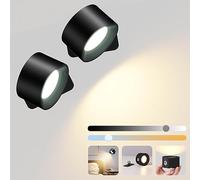 GuKKK Applique Murale Interieur, 2 PCS Lampe Murale Touch LED, Applique Murale Chambre, Rotation à 360°Applique Murale avec Port de Charge USB Contrôle Tactile, 3 Niveaux de Luminosité 3 Températures