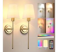 GuKKK Applique Murale Sans Fil, 2 Pièces 6000MAh Lampe Murale Sans Fil Rechargeable RGB LED Lampe avec Télécommande,Applique Murale Lampe Dimmable Pour Intérieure Chambre Salon Couloir