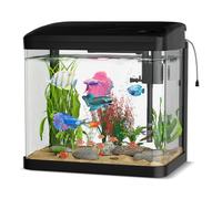 GuKKK Aquarium Complet,Aquariums Poisson Rouge,Aquarium en Verre avec éclairage LED, Pompe et Filtre, Micro Paysage, Bureau, Aquariums Panoramique, Décoration de Table pour Bureau (15L)