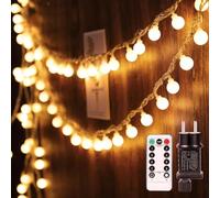 GuKKK Guirlande Guinguette Extérieur LED, 13m 100LED Guirlande lumineuse Intérieur, 8 Modes Multicolore Decoration pour Jardin Terrasse Maison Chambre Fête Noël Mariage (Blanc)