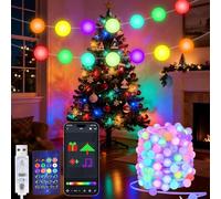 GuKKK Guirlande Guinguette Extérieur LED,15m 99LED Guirlande lumineuse Extérieur/Intérieur,Alimentée par USB avec Application Decoration pour Jardin Terrasse Maison Chambre Fête Noël Mariage(Sphères)