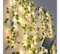 GuKKK Guirlande Lumineuse Solaire Extérieure, 12M 120 LEDs Lierre Artificiel Guirlande Lumineuse Solaire, Guirlande Guinguette Étanche 8 Modes Lumiere Décoration, pour Jardin, Terrasse, Balcon, Fête
