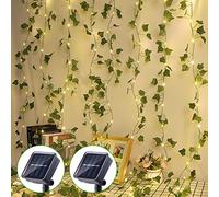 GuKKK Guirlande Lumineuse Solaire Extérieure, [Lot de 2] Lierre Artificiel 20M 200 LEDs, Guinguette Étanche 8 Modes Lumiere Décoration, pour Jardin,Terrasse,Fête