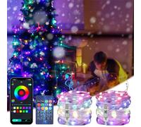 GuKKK Guirlandes Lumineuses Noel Decoration Led RGB, [Lot de 2] 10 m 100 LED Guirlande Lumineuse, USB Bluetooth String Light, Réagir à la Musique, Contrôlées par App, pour Decoration Noel Exterieur