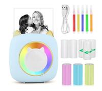 GuKKK Imprimante Photo Portable, Mini Imprimante Photo Instantané sans Fil, Imprimante Thermique sans Fil BT Imprimante Mobile avec LED à Sept Couleurs, Imprimante pour Photos Liste d'étiquettes