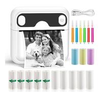 GuKKK Imprimante Photo Portable, Mini Imprimante Photo Instantané sans Fil, Imprimante Thermique sans Fil BT Imprimante Mobile, Imprimante pour Photos Liste d'étiquettes