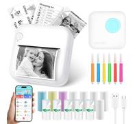 GuKKK Imprimante Photo Portable,Mini Imprimante Photos Instantané sans Fil,Imprimante Thermique sans Fil BT Imprimante Mobile,Imprimante pour Photos Liste d'étiquettes,pour Photo,Reçu (Bleu)