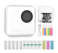 GuKKK Imprimante Photo Portable,Mini Imprimante Photos Instantané sans Fil,Imprimante Thermique sans Fil BT Imprimante Mobile,Imprimante pour Photos Liste d'étiquettes,pour Photo,Reçu (Blanc)