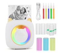 GuKKK Imprimante Photo Portable, Mini Imprimante Photo Instantané sans Fil, Imprimante Thermique sans Fil BT Imprimante Mobile avec LED à Sept Couleurs, Imprimante pour Photos Liste d'étiquettes