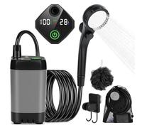 GuKKK Kit Douche de Camping, 7800 mAh Douche Portable, Pompe de Douche Électrique Rechargeable, Douche Camping avec Afficheur Intelligent, Tête de Douche Réglable et Tuyau, pour Extérieure,Camping