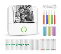 GuKKK Imprimante Photo Portable, Mini Imprimante Photo Instantané sans Fil, Imprimante Thermique sans Fil BT Imprimante Mobile, Imprimante pour Photos Liste d'étiquettes, pour Photo, Reçu, Mémos