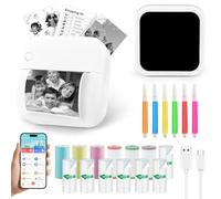 GuKKK Mini Imprimante Photo Portable, Imprimante Photo Instantané sans Fil avec Rouleaux de 13 Étiquettes Autocollantes, Bluetooth Imprimantes pour Photos Liste d'étiquettes,pour Photo,Reçu,Mémos