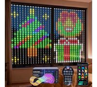 GuKKK Rideau Lumineux, Rideau LED Intelligent, 256LED Guirlande Lumineuse Rideau, illuminations de Noël 2.4m*2.4m 8 Modes d'Eclairage USB Télécommande, pour Noël Mariage AnniversaireFenêtre Maison