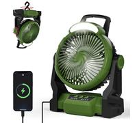 GuKKK Ventilateur Portable Rechargeable 15000mAh avec Lumière LED, Crochet et Timer - 3 Vitesse pour Bureau, Exterieur, Maison et Camping Car