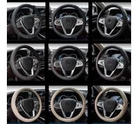 GUKKO Couvre Volant Voiture pour Fiat 500/500C/500E/Abarth 500 2007-2020 2021 2022, Protege Volant Voiture Antidérapante Respirant Souple Durable Accessories,E Beige