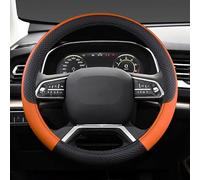 GUKKO Couvre Volant Voiture pour VW ID.Buzz/ID.Life/ID. ROOMZZ/ID.CROZZ, Protege Volant Voiture Antidérapante Respirant Souple Durable Accessories,E Black Orange-A O-Shape