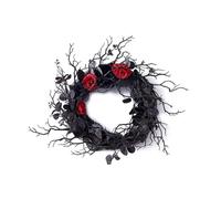Gukoxx Guirlande noire pour porte d'Halloween avec guirlande de roses rouges pour la porte d'entrée guirlande noire pour décorations gothiques pour la maison d'Halloween durable, facile à installer