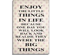 Guktmcet Plaque en métal vintage « Enjoy The Littlethings In Life One Day You Will Look Back Realise They Were The Big Things » - Pour maison, salle de bain, terrasse, bar, café - 20,3 x 30,5 cm