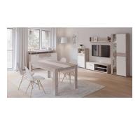 GULADA Ensemble meuble télé - buffet 170cm - table à manger 160cm - Contemporain - Blanc et décor chêne