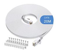 Gulaey Câble Ethernet Cat6 de 20m,Long câble Internet haut débit,Design plat,1 Gbit/s,Pour console 250 MHz/s UTP,Pour console PS3, PS4, PS5, commutateur, routeur, modem, TV, bureau à domicile (20M)
