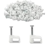 Gulaey Lot de 100 clips plats blancs en plastique de 6 mm pour câbles électriques de catégorie 5 5e 6 6a 7 | Cat.5 Cat.5e / Cat.6a RJ11 RJ45