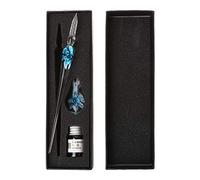 gulang-keng Ensemble de stylos à plume en verre - Ensemble de stylos de calligraphie - Vintage fait à la main Art élégant Cristal floral Stylo à plume en verre pour les débutants et les artistes