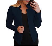GULASISI Boléro décontracté à manches longues ouvert sur le devant pour femme, veste élégante pour le travail, le bureau, l'automne et l'hiver, bleu marine, 48
