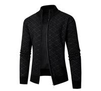 GULASISI Cardigan en tricot épais pour homme avec fermeture éclair intégrale et doublure en polaire chaude pour l'automne et l'hiver, A02_Noir, M
