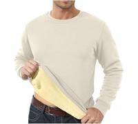 GULASISI Chandail en molleton doublé Sherpa pour homme, pull basique à manches longues, pull thermique chaud à col rond, sous-vêtements d'hiver, taille britannique, expédition 7 jours, beige, L