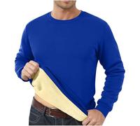 GULASISI Chandail en molleton doublé Sherpa pour homme, pull basique à manches longues, pull thermique chaud à col rond, sous-vêtements d'hiver, taille britannique, expédition 7 jours, bleu, XXL