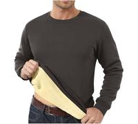 GULASISI Chandail en molleton doublé Sherpa pour homme, pull basique à manches longues, pull thermique chaud à col rond, sous-vêtements d'hiver, taille britannique, expédition 7 jours, gris foncé, XXL