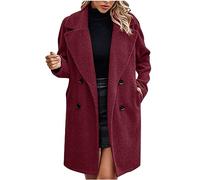 GULASISI Manteau en laine imitation peau de mouton pour femme Premium Business Casual Pea Manteaux Automne Hiver Grande Taille Duffle Manteaux mi-longs / Taille UK / Vêtements d'hiver pour femme /