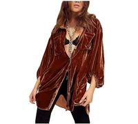GULASISI Manteau vintage en velours doré pour femme, longueur 3/4, manches lanternes, coupe ample, veste légère boutonnée, taille britannique, vêtements d'hiver pour femme, liquidation/expédition 7