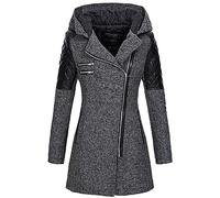 GULASISI Veste à capuche zippée pour femme - Veste mi-longue en tweed - Manteau d'hiver chaud et rembourré - Grande taille - Taille britannique - Vêtements pour adolescentes - Livraison 7 jours, gris
