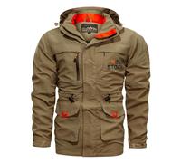 GULASISI Veste bomber militaire pour homme, coupe-vent à poches multiples, légère, veste cargo tactique d'extérieur pour randonnée, chasse, kaki, 4XL