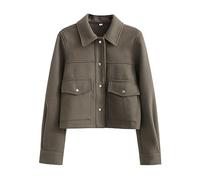 GULASISI Veste courte pour femmes - Veste cargo en tweed décontractée - Automne - Hiver - Devant ouvert - Manteau court avec poches - Laine épaisse - Vestes d'extérieur/Taille UK/Vêtements pour