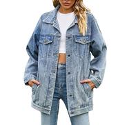 GULASISI Veste en jean décontractée pour femme - Grande taille - Style décontracté - Pour le printemps et l'automne - Tunique en jean - Taille britannique - Vêtements d'hiver pour femme - 7 jours,