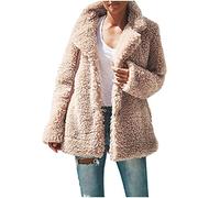 GULASISI Veste en polaire Sherpa pour femme UK à devant ouvert avec revers en fausse fourrure imitation peau de mouton veste Shaggy pour dames vêtements d'hiver décontractés et chauds, beige, XXL
