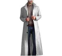 GULASISI Veste longue en cuir pour hommes - Manteau trench en cuir - UK - Coupe-vent gothique steampunk - Avec col et boutons - Chaud - Longueur complète, blanc, XL