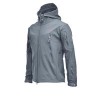 GULASISI Veste softshell imperméable à capuche et coupe-vent pour homme, avec fermeture éclair intégrale, légère, pour randonnée et randonnée avec poches, gris, XL
