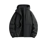 GULASISI Vestes coupe-vent légères et imperméables à capuche avec cordon de serrage pour homme, vestes d'extérieur pour randonnée, voyage avec poches, Noir , L