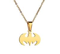 GulCean Collier avec pendentif chauve-souris pour homme et femme en acier inoxydable doré argenté léger et tendance Anime gothique cool hippie chauve-souris Cadeau pour adolescentes filles garçons