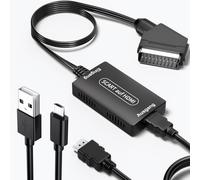 Gulemfy Adaptateur Péritel vers HDMI avec Câbles, Full HD 720P/1080P Convertisseur péritel vers HDMI, Convertisseur Audio Vidéo pour HDTV/Monitor/STB/Xbox/PS3/Sky DVD